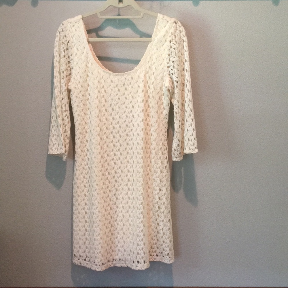 White boho crochet dress